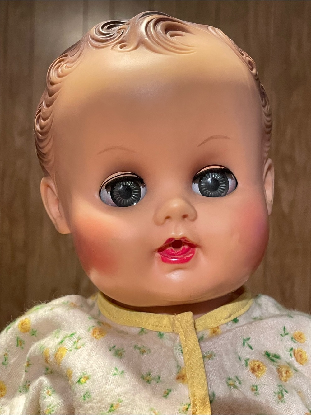 Vintage Rubber Baby Doll Sleep Eyes. Squeeky. The Sun Rubber Co. 1950s